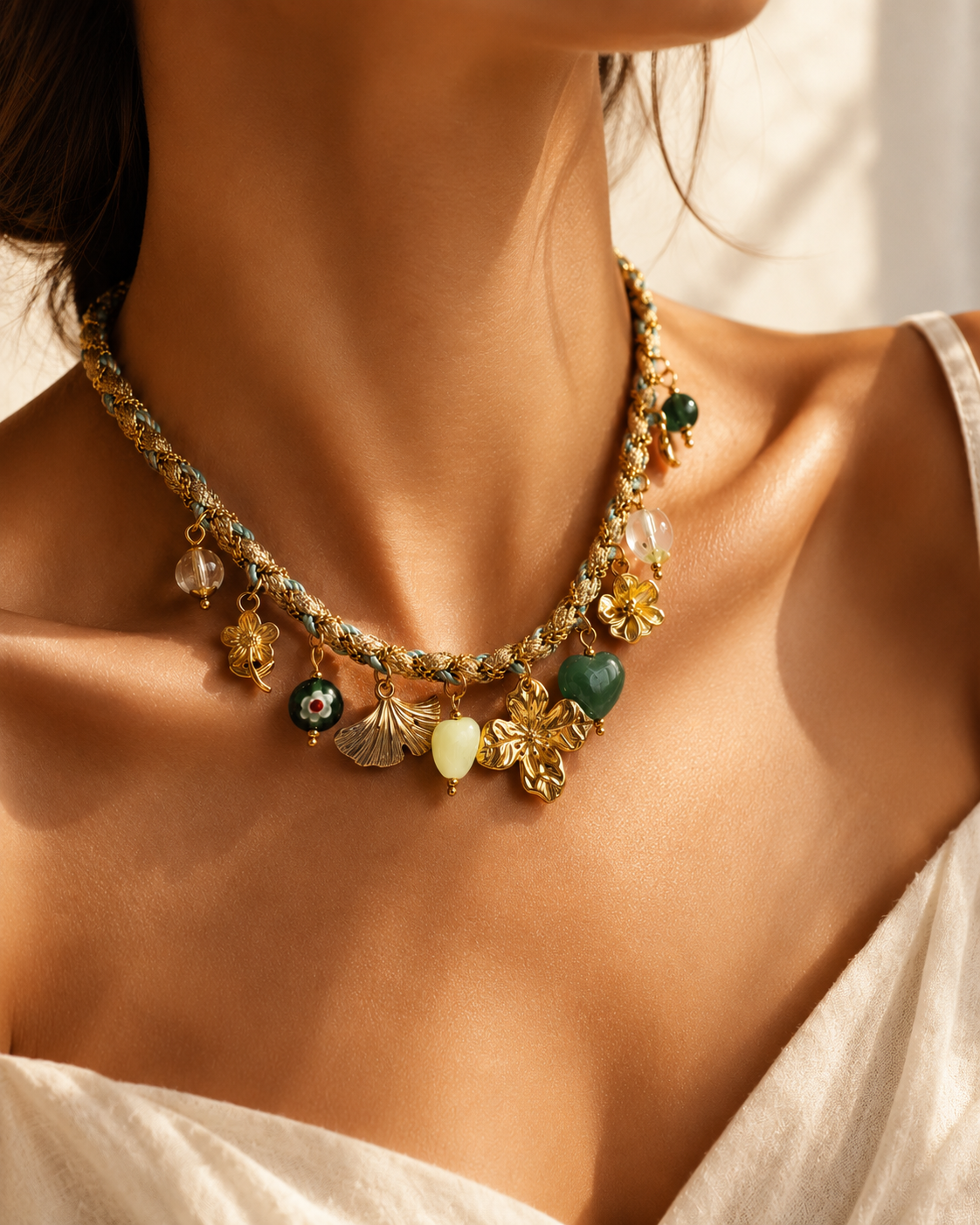 Azure Bloom Charm Necklace