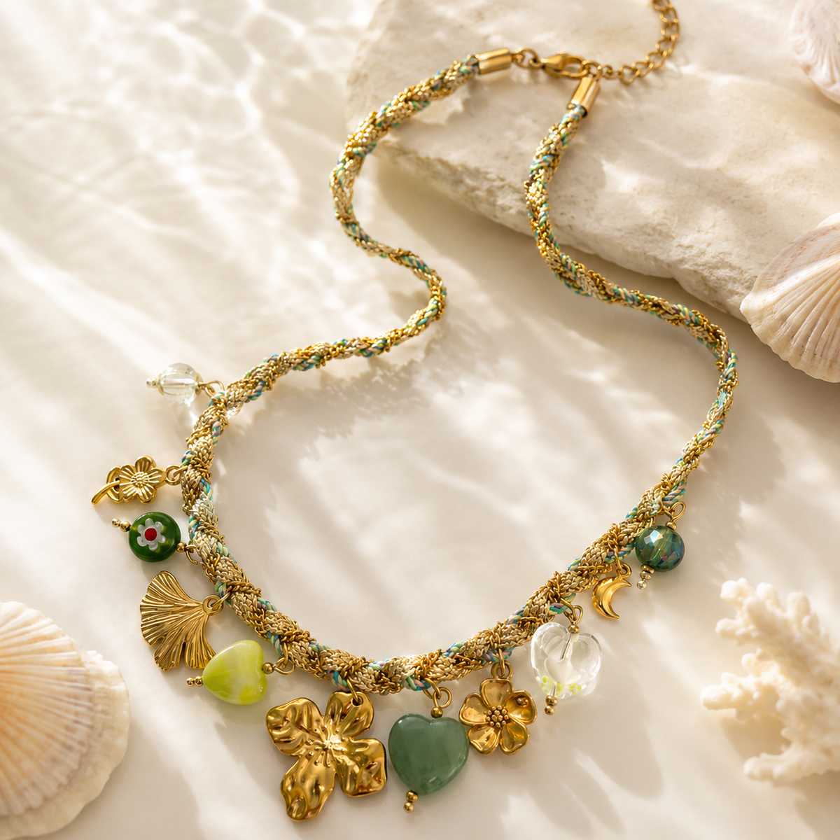 Azure Bloom Charm Necklace