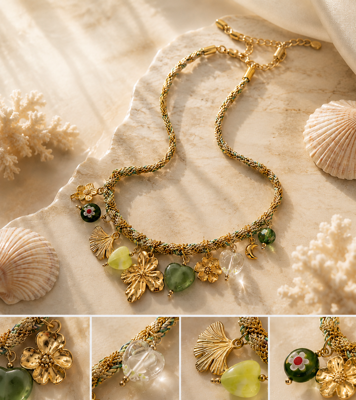 Azure Bloom Charm Necklace