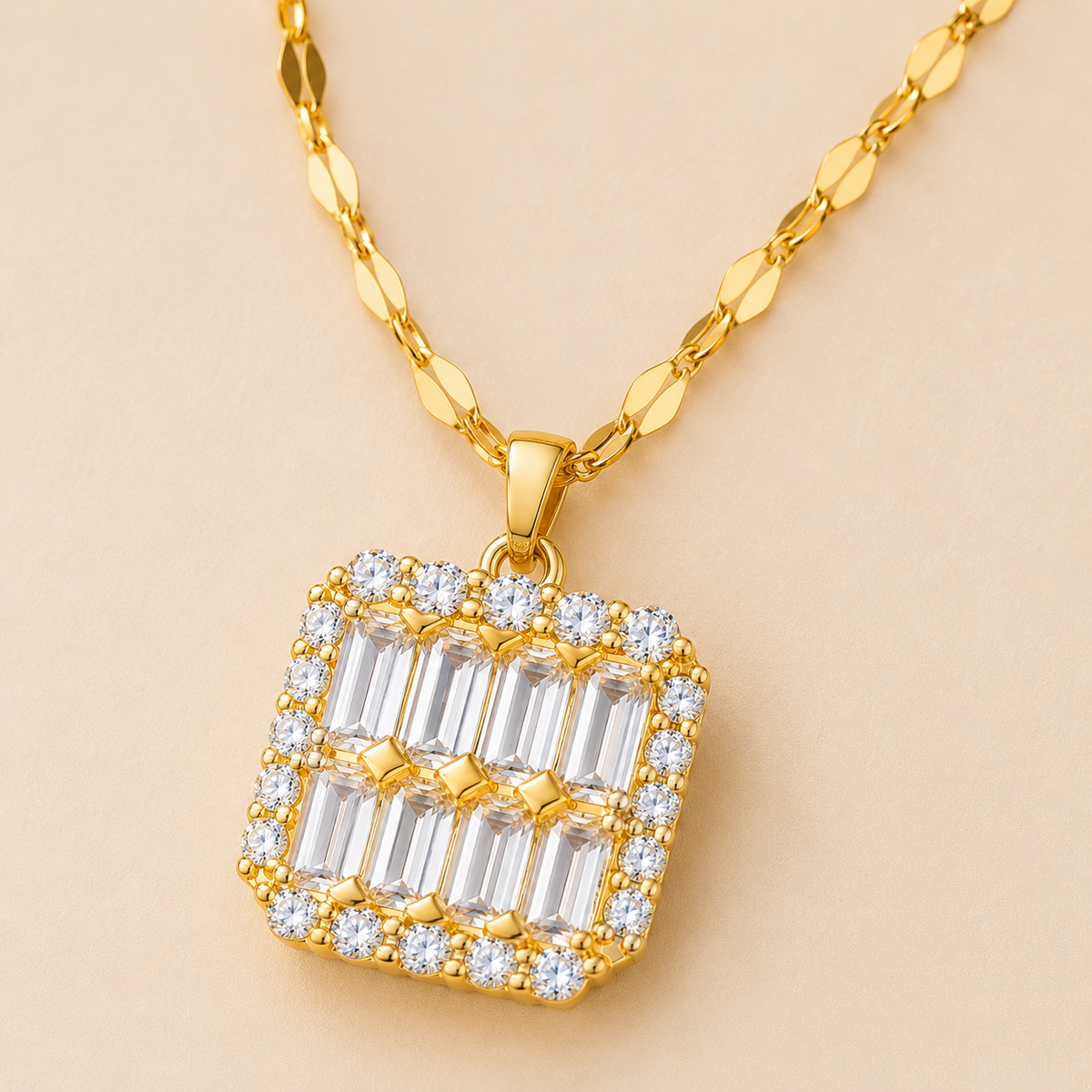 Celestia Baguette Necklace & Earrings Set