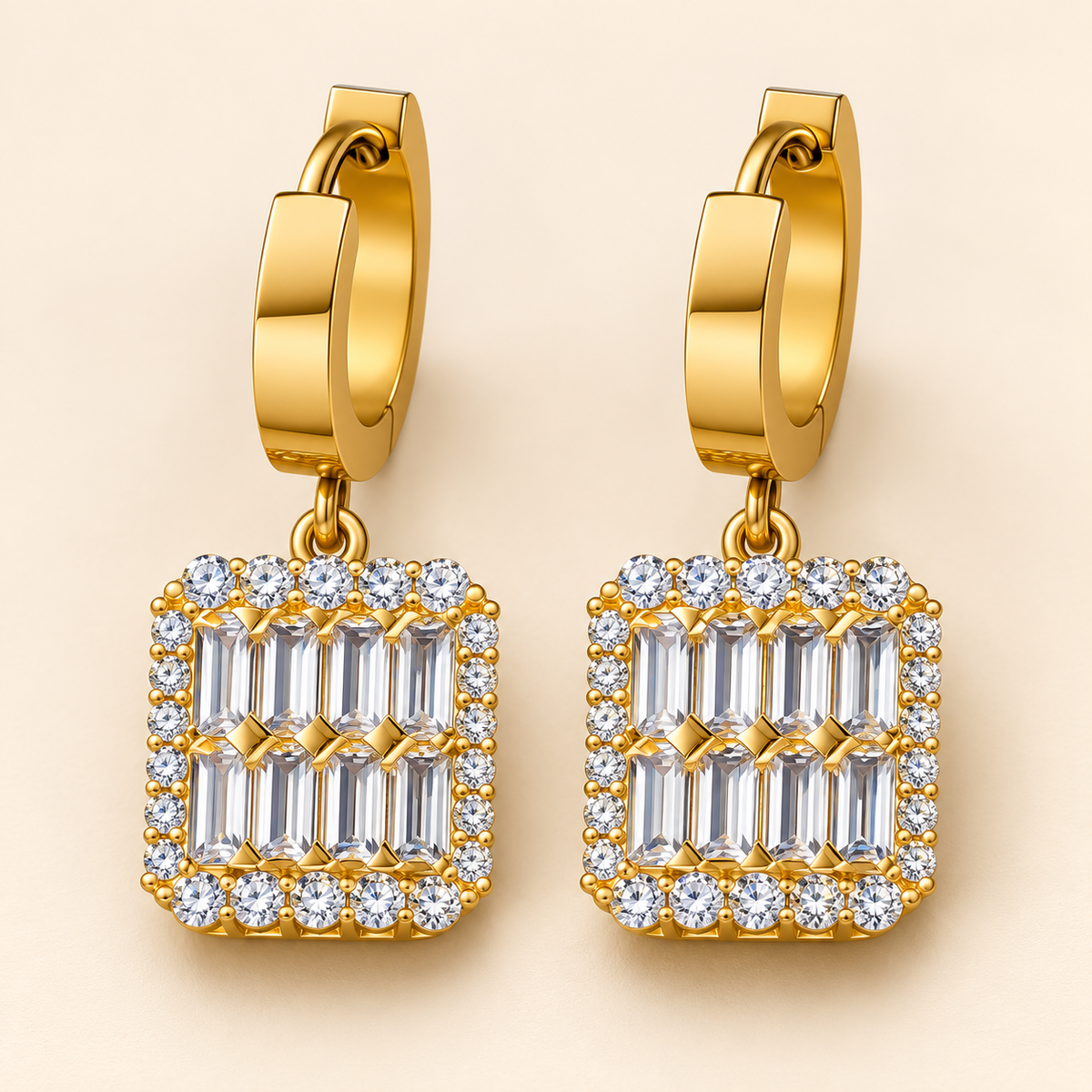 Celestia Baguette Necklace & Earrings Set