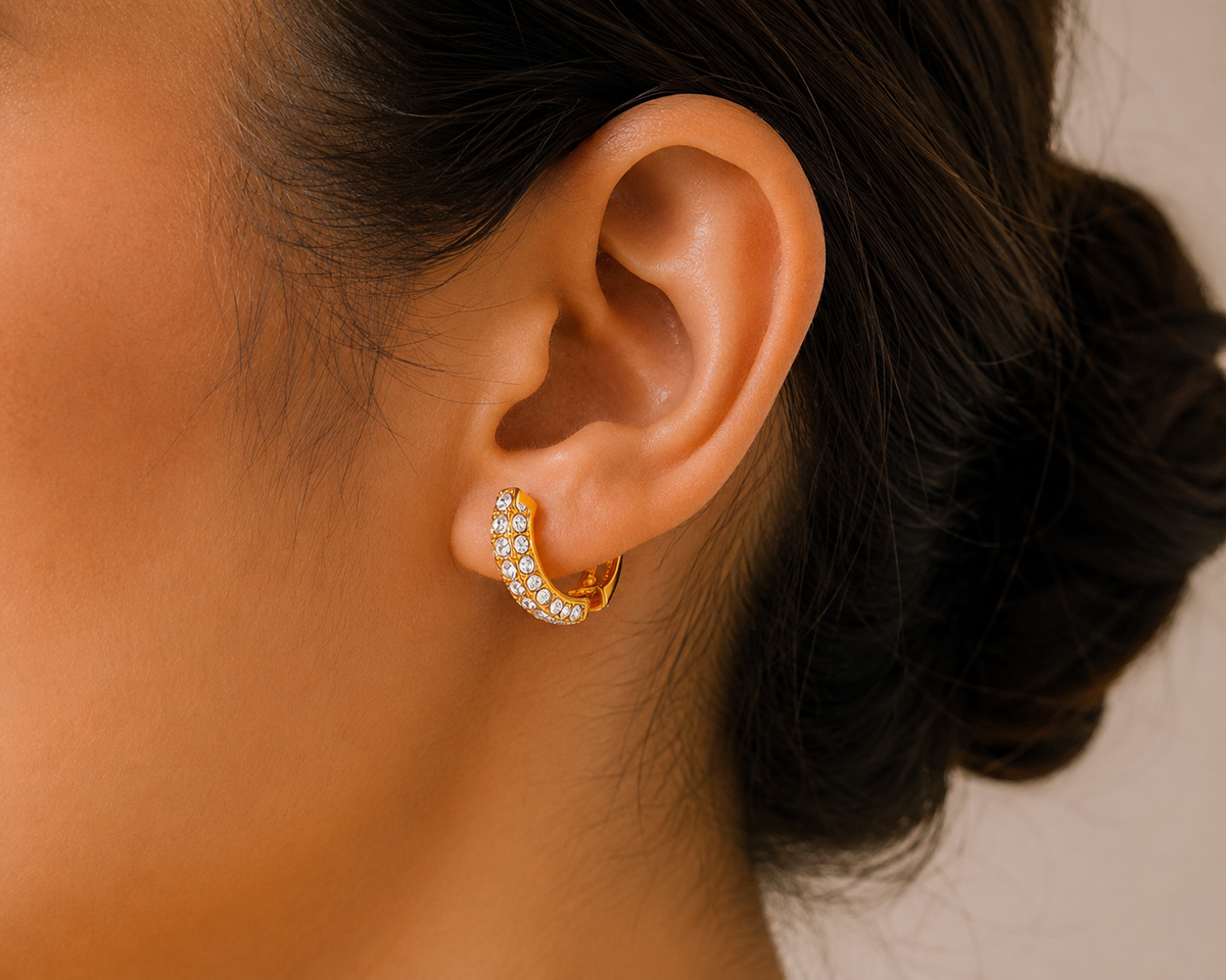 Crystal Huggie Hoops