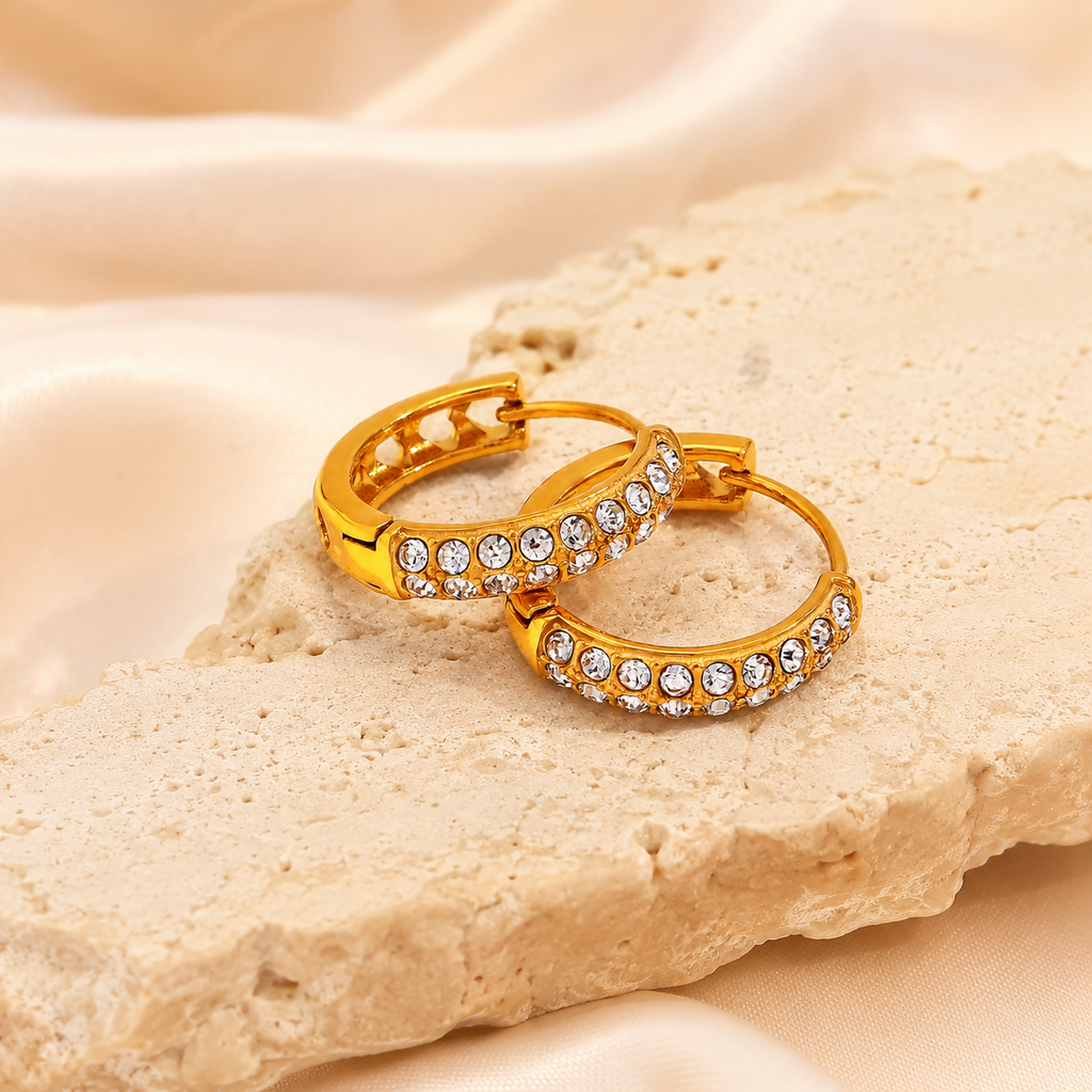 Crystal Huggie Hoops