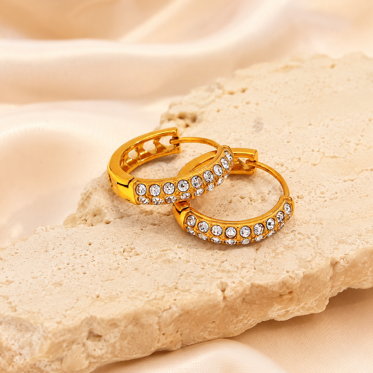 Crystal Huggie Hoops