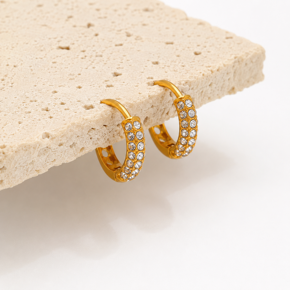 Crystal Huggie Hoops