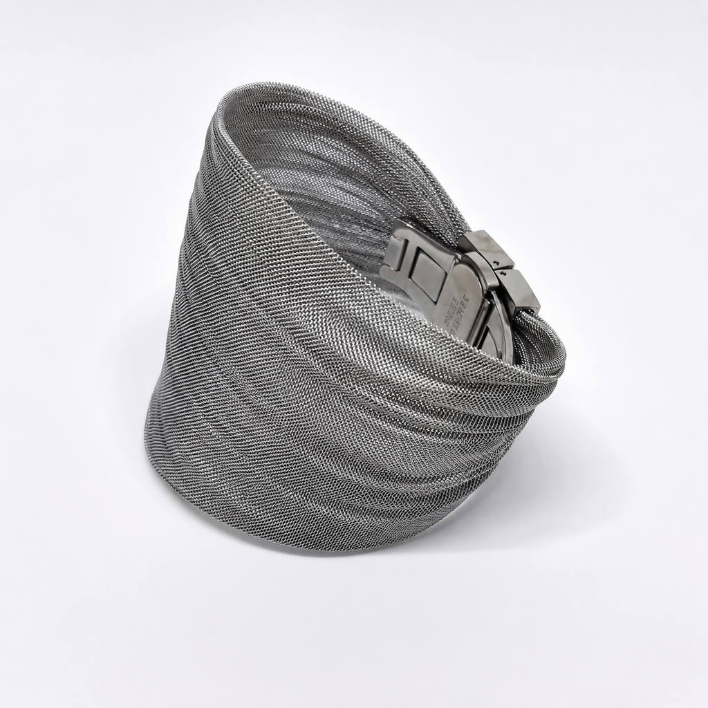 Sculptural mesh cuff bracelet