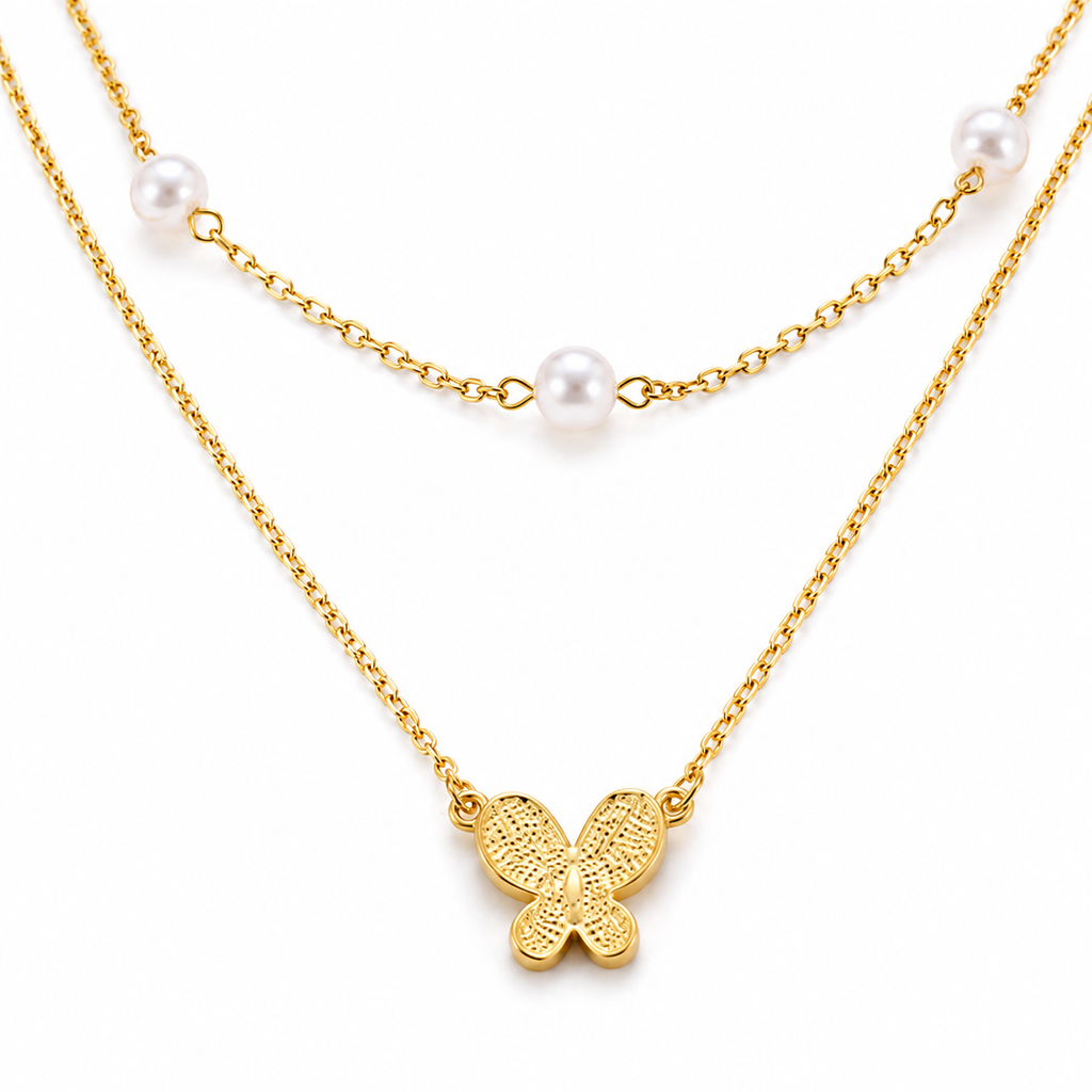 Pearl Flutter Layered Necklace