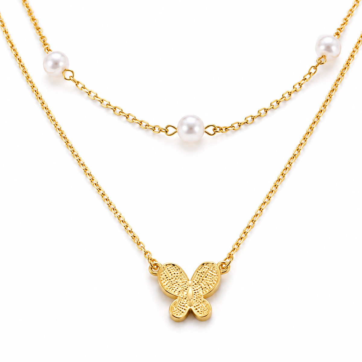 Pearl Flutter Layered Necklace