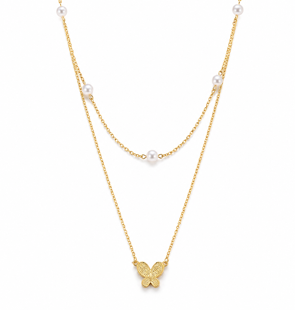 Pearl Flutter Layered Necklace
