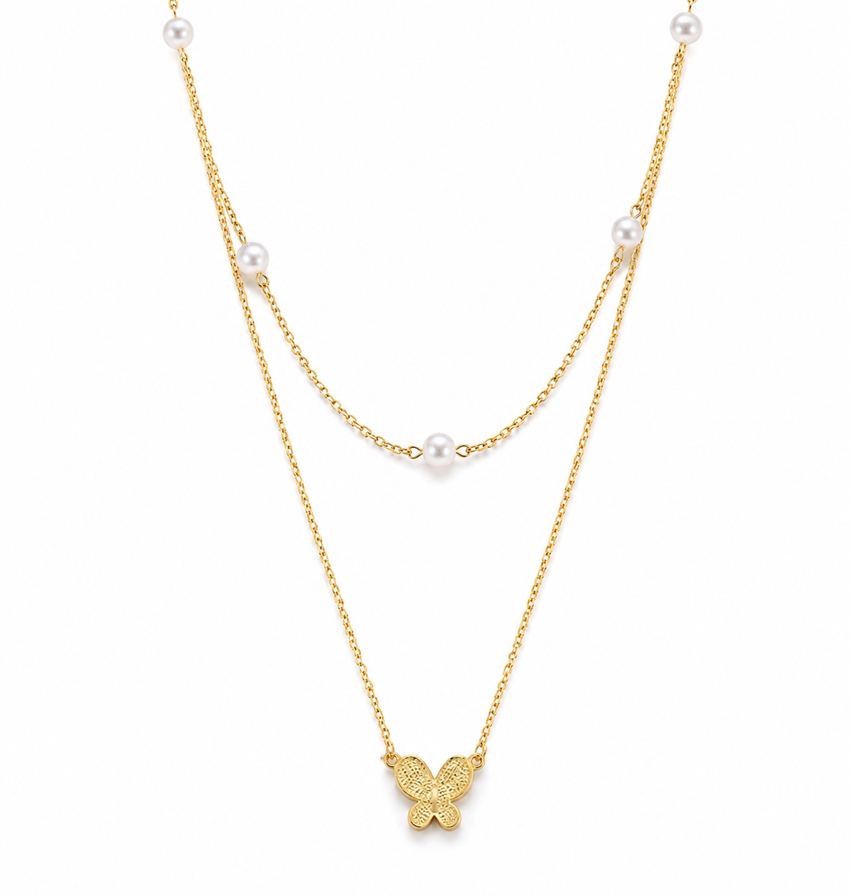 Pearl Flutter Layered Necklace