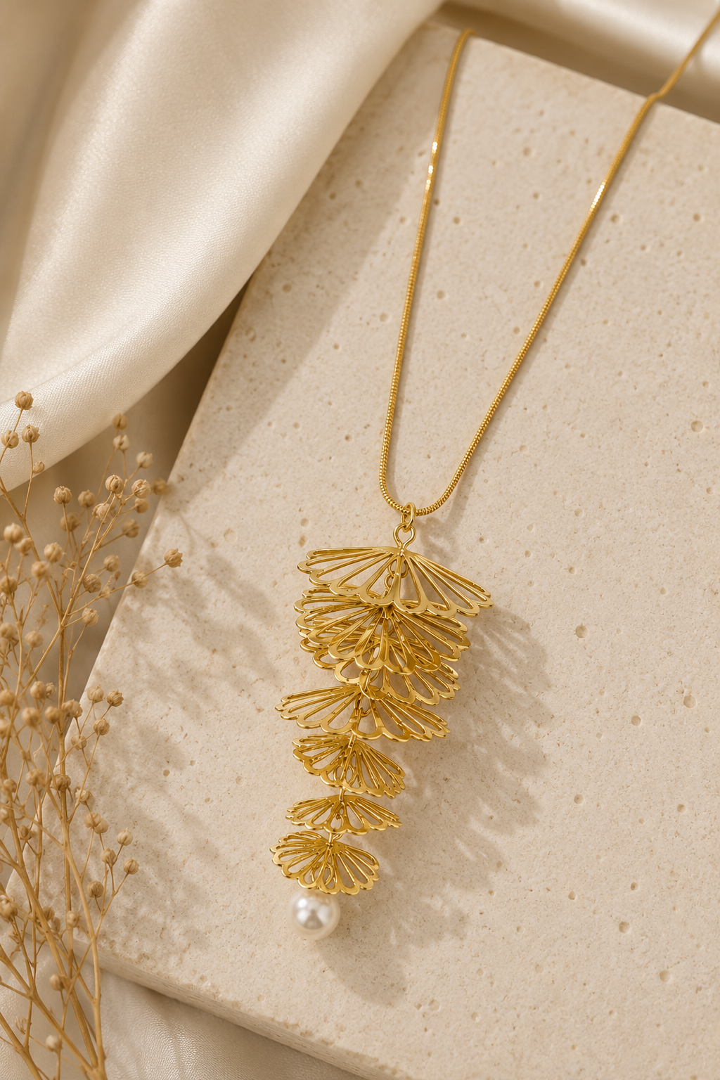 Verdant Pearl Cascade Necklace