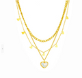 Layered Heart & Pearl Charm Necklace