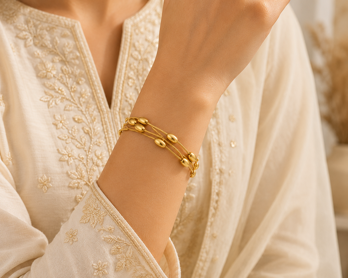 Oval Snake Chain-Bracelet- Gold