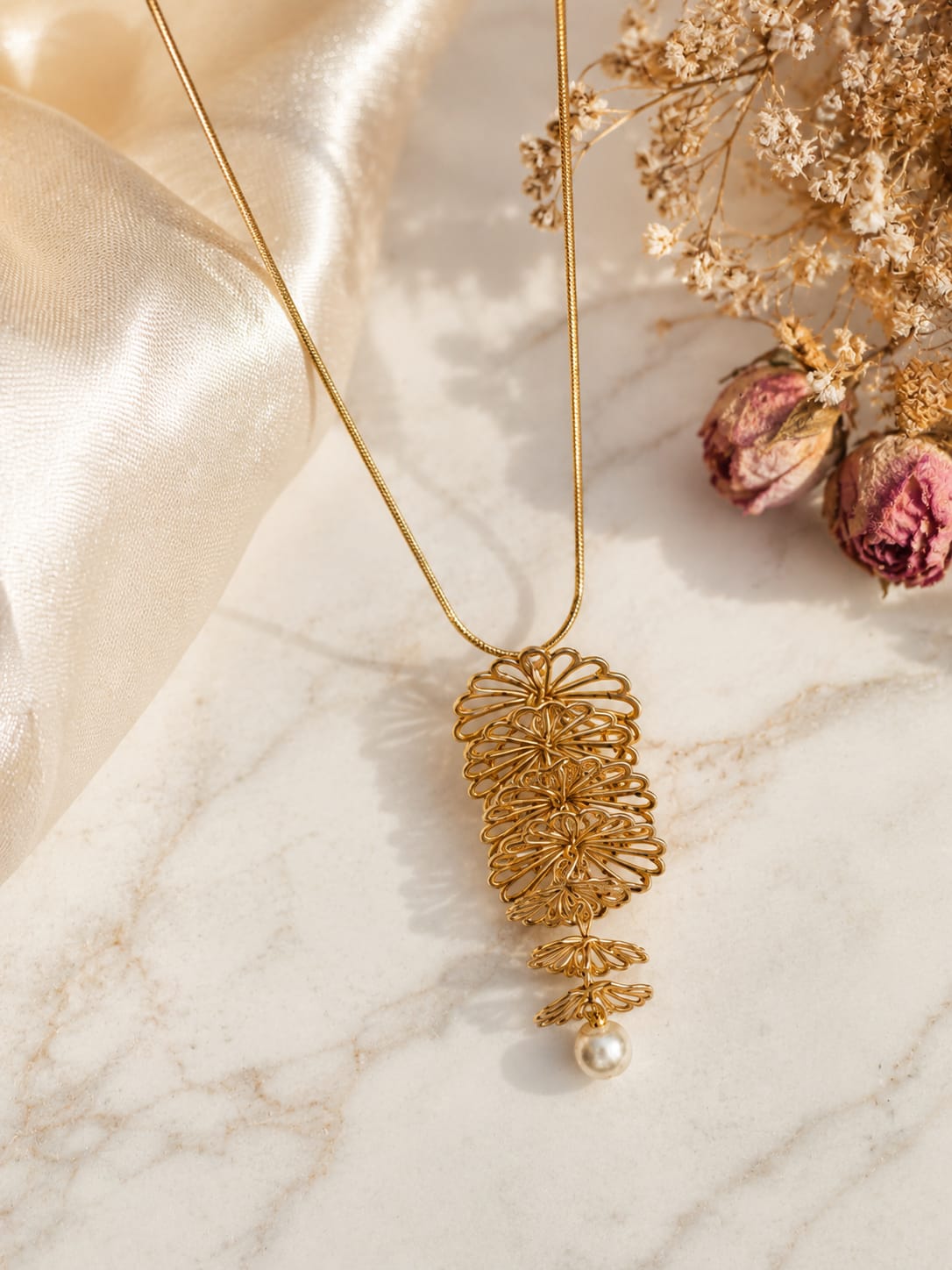 Verdant Pearl Cascade Necklace