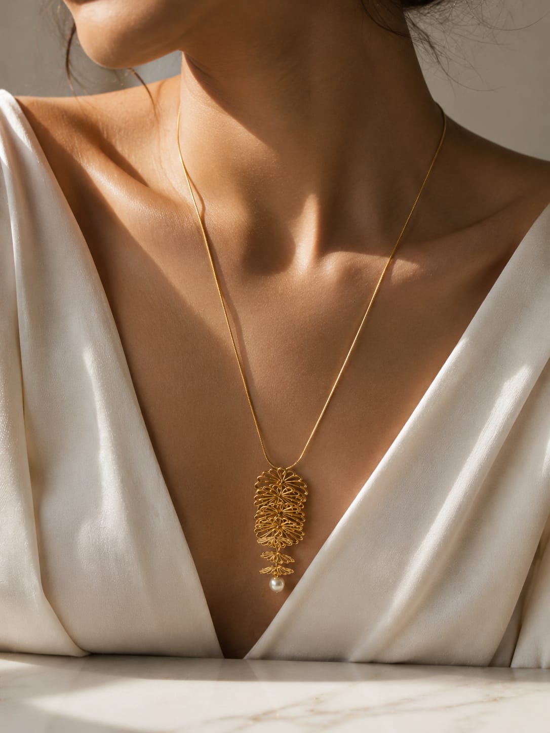 Verdant Pearl Cascade Necklace